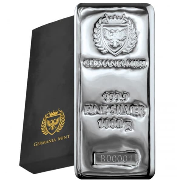1 kilo Cast Silver Bar (Sealed) (Inc Box) – Germania Mint
